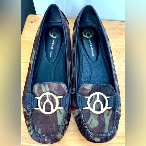 The Wishbone Collection army loafer moccasin pony hair leather 9.5 street camo - Picture 3 of 5